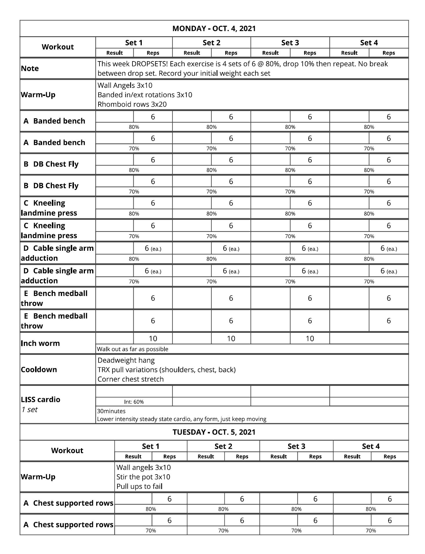 Size Workout Week 5