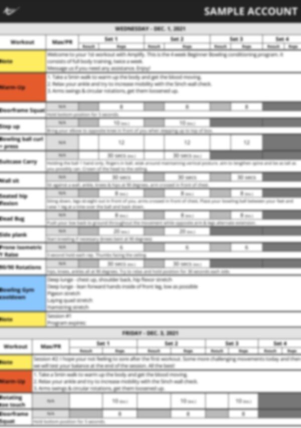 Sample Beginning bowling Program