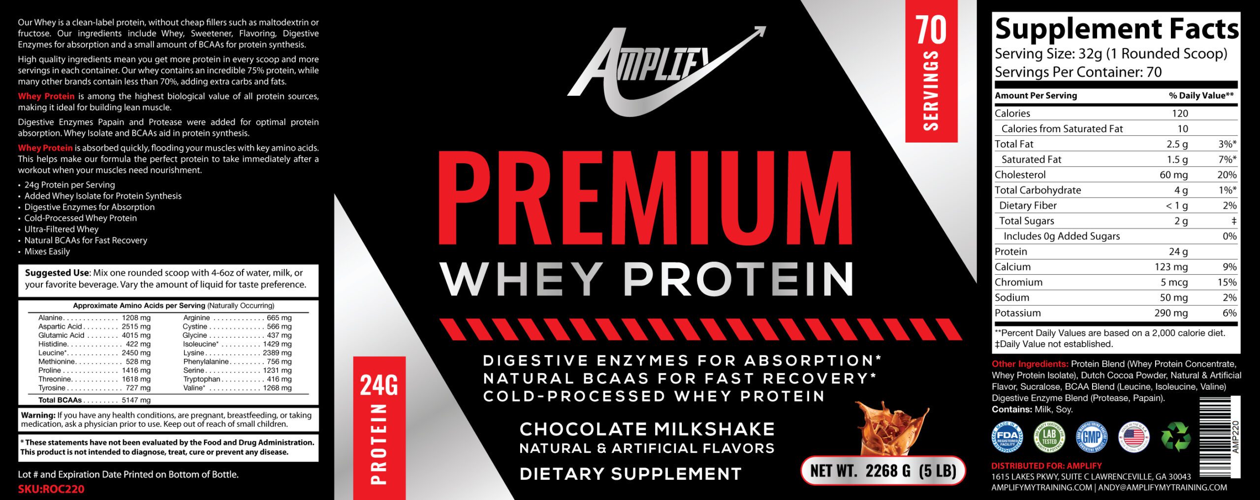 5lb Premium Whey Protein label