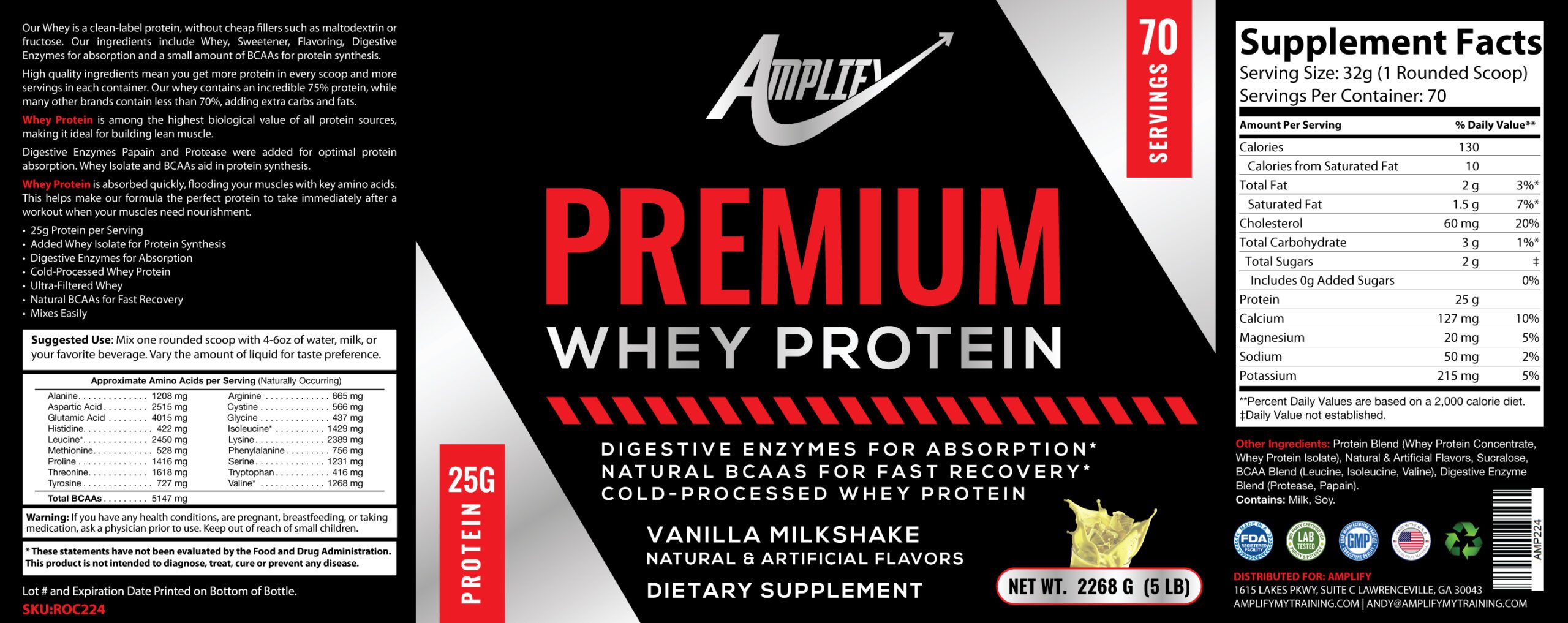 5lb premium whey protein vanilla